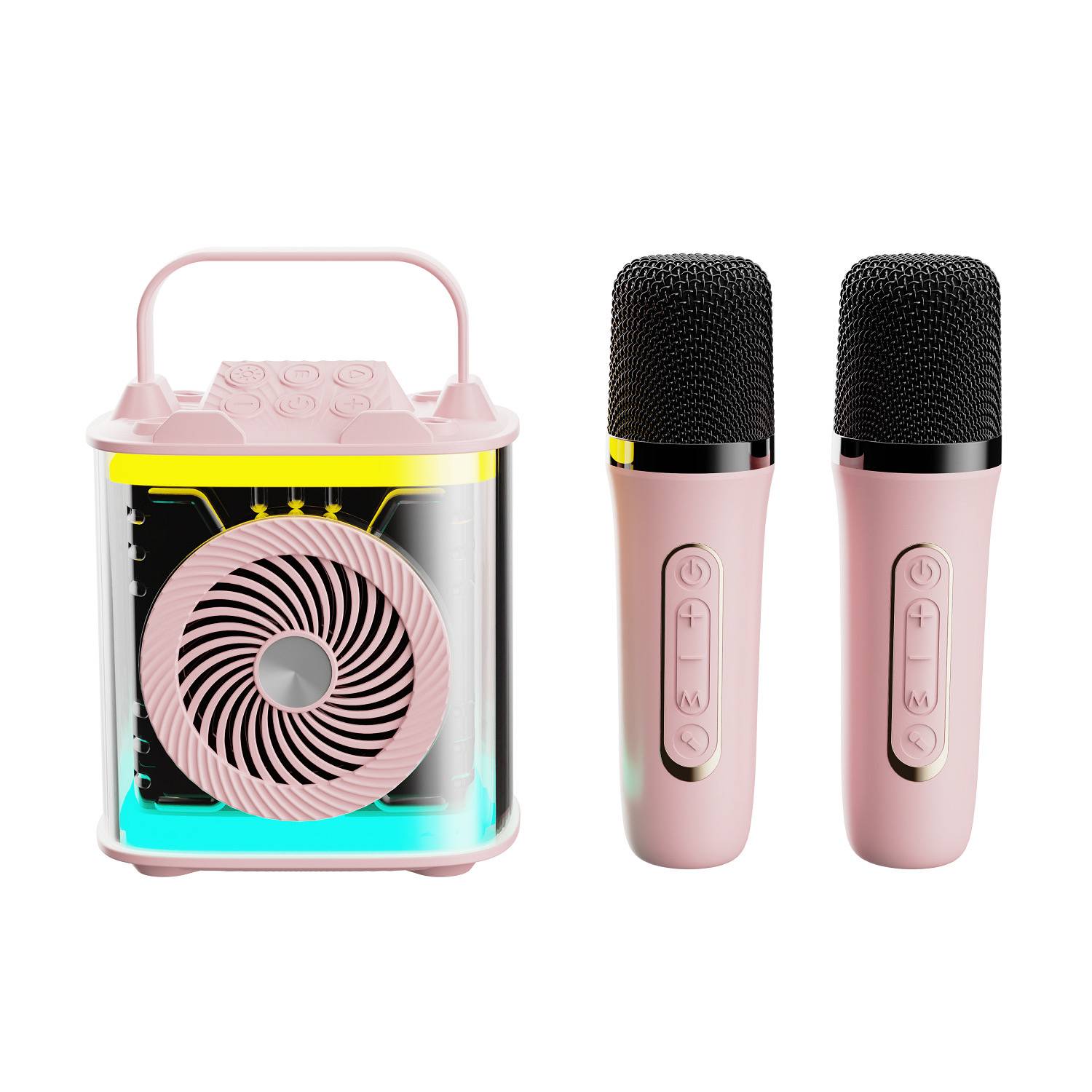 Mini Karaoke Portable Speaker with 2 Wireless Microphones  for Adults & Kids 