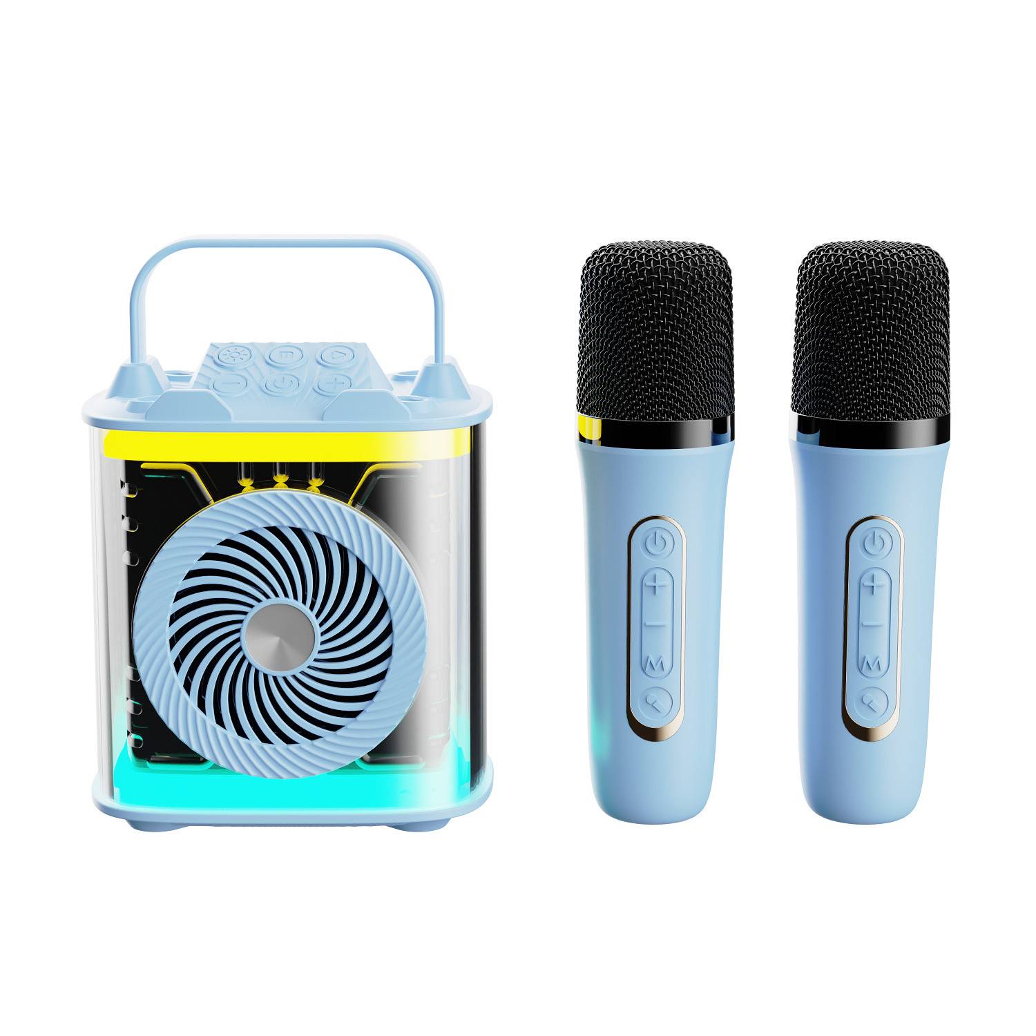 Mini Karaoke Portable Speaker with 2 Wireless Microphones  for Adults & Kids 
