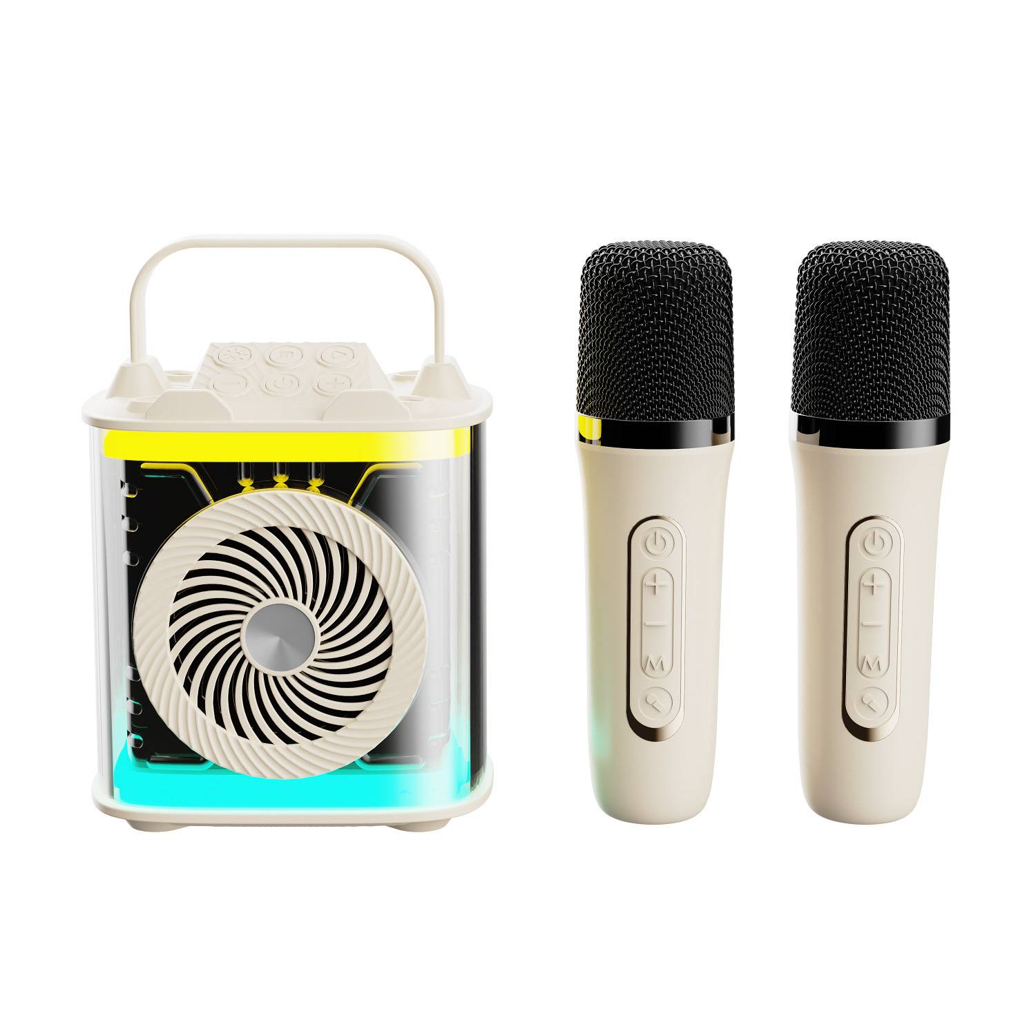 Mini Karaoke Portable Speaker with 2 Wireless Microphones  for Adults & Kids 
