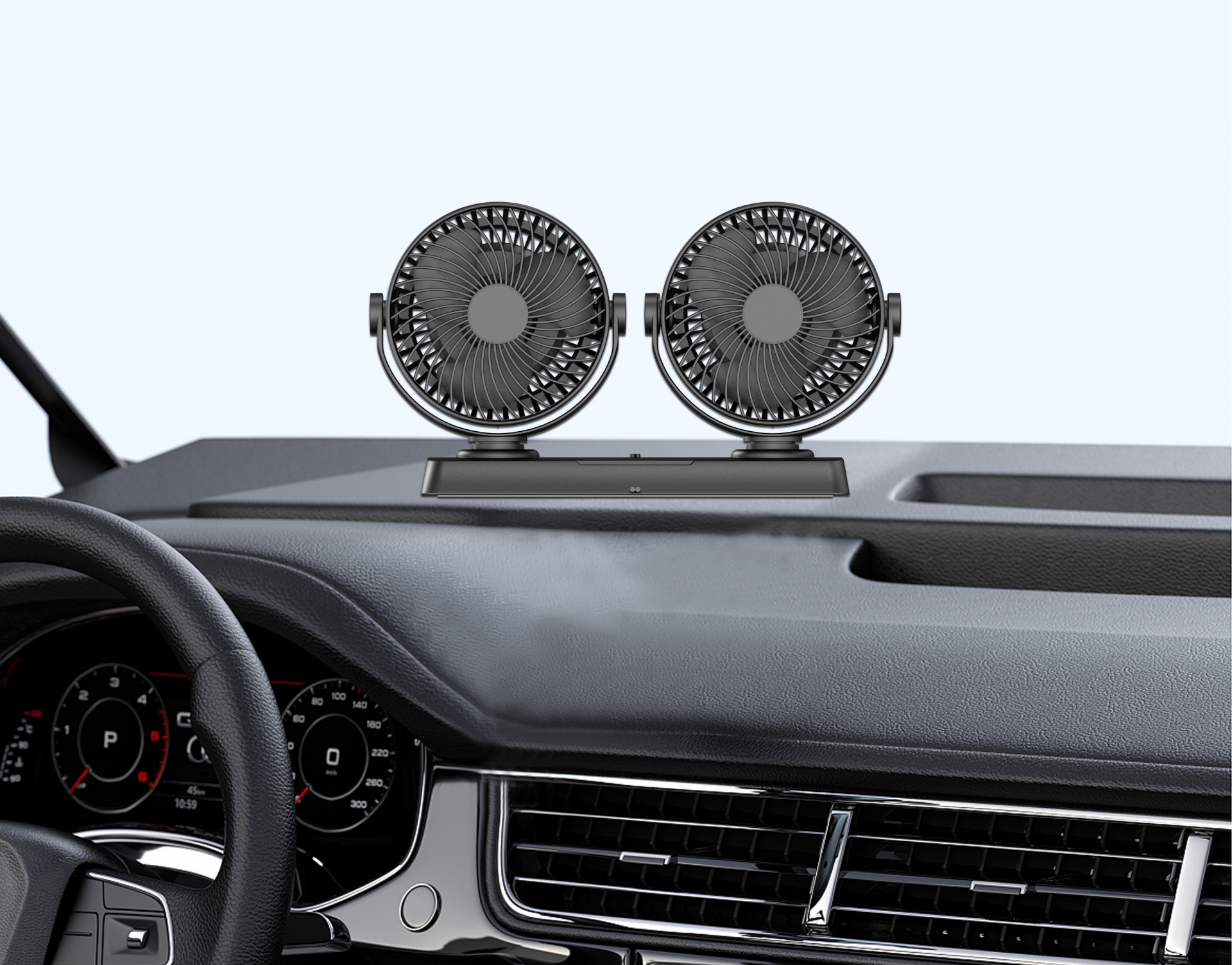 USB Car Fan Cooling Dual Head 360°Rotatable 