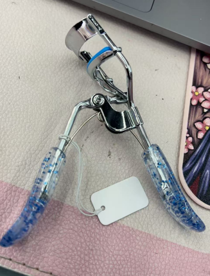 A4 chrome finish, blue glittering powder, transparent duckbill handle