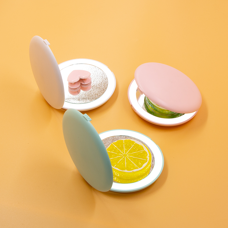 LED folding small round mirror